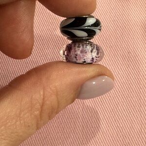 2 Pandora Murano glass charms
